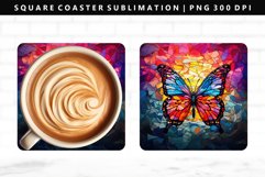 Butterfly Square Coaster Design | Square Coaster PNG Product Image 1