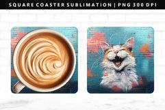 Funny Cat Square Coaster Design | Square Coaster PNG Product Image 1