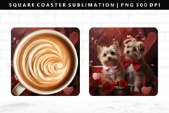 Valentine Dog Square Coaster Design | Square Coaster PNG Product Image 1