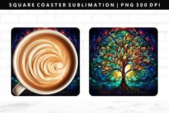 Tree Square Coaster Design | Square Coaster PNG Product Image 1