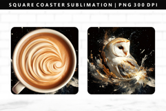 Owl Square Coaster Design | Square Coaster PNG Product Image 1