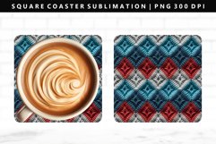 Knitted Square Coaster Design | Square Coaster PNG Product Image 1