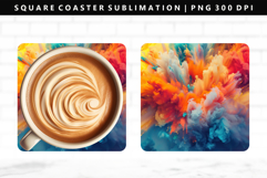 Rainbow Square Coaster Design | Square Coaster PNG Product Image 1