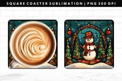 Snowman Square Coaster Design | Square Coaster PNG Product Image 1
