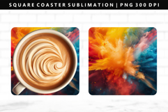 Rainbow Square Coaster Design | Square Coaster PNG Product Image 1