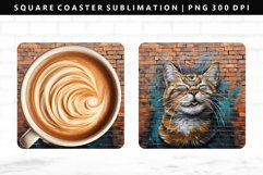 Funny Cat Square Coaster Design | Square Coaster PNG Product Image 1
