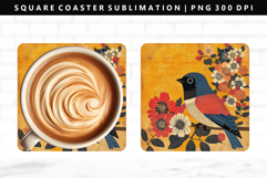 Hanafuda Square Coaster Design | Square Coaster PNG Product Image 1