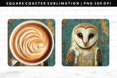 Owl Square Coaster Design | Square Coaster PNG Product Image 1