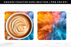 Rainbow Square Coaster Design | Square Coaster PNG Product Image 1