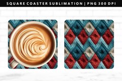 Knitted Square Coaster Design | Square Coaster PNG Product Image 1