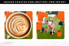 Pig Square Coaster Design | Square Coaster PNG Product Image 1