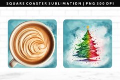 Watercolor Square Coaster Design | Square Coaster PNG Product Image 1