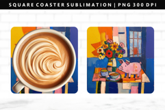 Pig Square Coaster Design | Square Coaster PNG Product Image 1