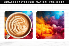 Rainbow Square Coaster Design | Square Coaster PNG Product Image 1
