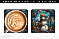 Snowman Square Coaster Design | Square Coaster PNG Product Image 1