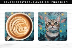 Funny Cat Square Coaster Design | Square Coaster PNG Product Image 1
