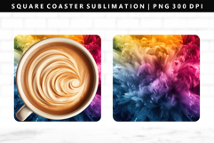 Rainbow Square Coaster Design | Square Coaster PNG Product Image 1