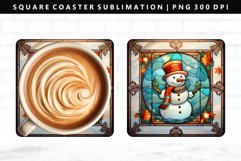 Snowman Square Coaster Design | Square Coaster PNG Product Image 1