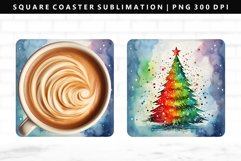 Watercolor Square Coaster Design | Square Coaster PNG Product Image 1