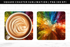 Rainbow Square Coaster Design | Square Coaster PNG Product Image 1