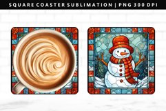 Snowman Square Coaster Design | Square Coaster PNG Product Image 1