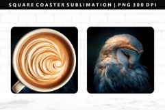 Owl Square Coaster Design | Square Coaster PNG Product Image 1