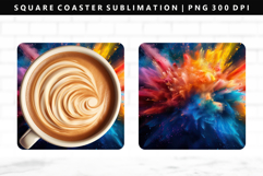 Rainbow Square Coaster Design | Square Coaster PNG Product Image 1