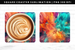 Rainbow Square Coaster Design | Square Coaster PNG Product Image 1