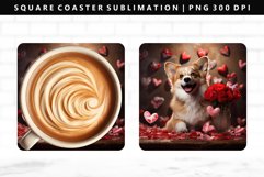 Valentine Dog Square Coaster Design | Square Coaster PNG Product Image 1