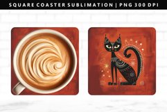 Funny Cat Square Coaster Design | Square Coaster PNG Product Image 1