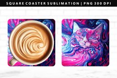Colored Cats Square Coaster Design | Square Coaster PNG Product Image 1