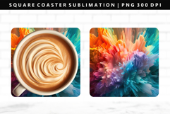 Rainbow Square Coaster Design | Square Coaster PNG Product Image 1