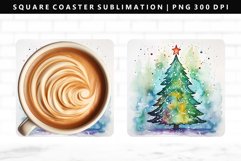 Watercolor Square Coaster Design | Square Coaster PNG Product Image 1