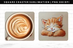 Funny Cat Square Coaster Design | Square Coaster PNG Product Image 1
