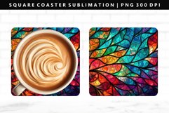 Stained Glass Square Coaster Design | Square Coaster PNG Product Image 1