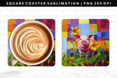Pig Square Coaster Design | Square Coaster PNG Product Image 1