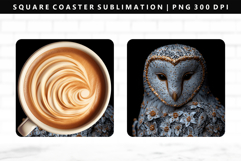 Owl Square Coaster Design | Square Coaster PNG Product Image 1
