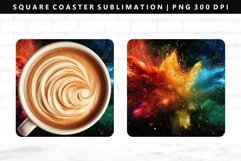 Rainbow Square Coaster Design | Square Coaster PNG Product Image 1