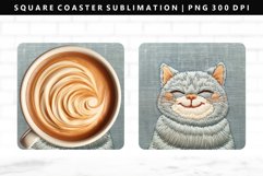 Funny Cat Square Coaster Design | Square Coaster PNG Product Image 1