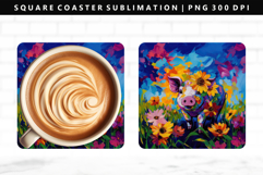 Pig Square Coaster Design | Square Coaster PNG Product Image 1