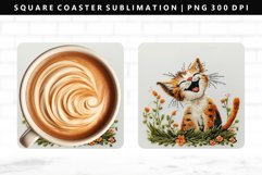Funny Cat Square Coaster Design | Square Coaster PNG Product Image 1