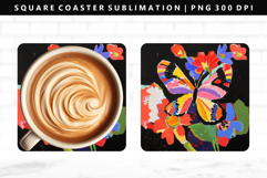 Butterfly Square Coaster Design | Square Coaster PNG Product Image 1