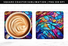Stained Glass Square Coaster Design | Square Coaster PNG Product Image 1