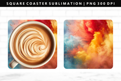 Rainbow Square Coaster Design | Square Coaster PNG Product Image 1