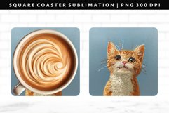 Funny Cat Square Coaster Design | Square Coaster PNG Product Image 1