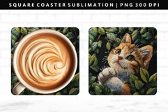 Funny Cat Square Coaster Design | Square Coaster PNG Product Image 1