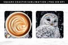Owl Square Coaster Design | Square Coaster PNG Product Image 1