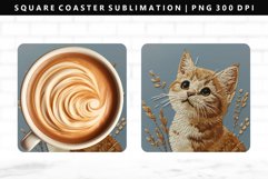 Funny Cat Square Coaster Design | Square Coaster PNG Product Image 1