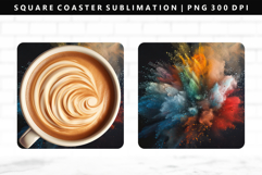 Rainbow Square Coaster Design | Square Coaster PNG Product Image 1