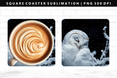 Owl Square Coaster Design | Square Coaster PNG Product Image 1
